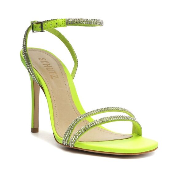 Schutz Women's Altina Heeled Sandal - Embossed Leather Stiletto With Adjustable Ankle Strap